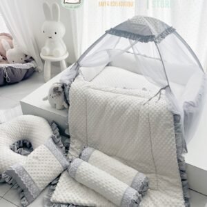 minky white embroidery