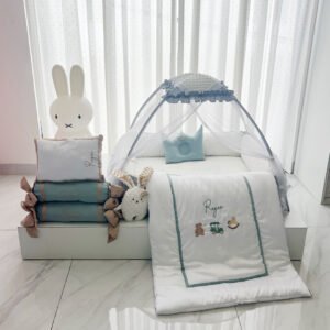 teddy & friends mint embroidery